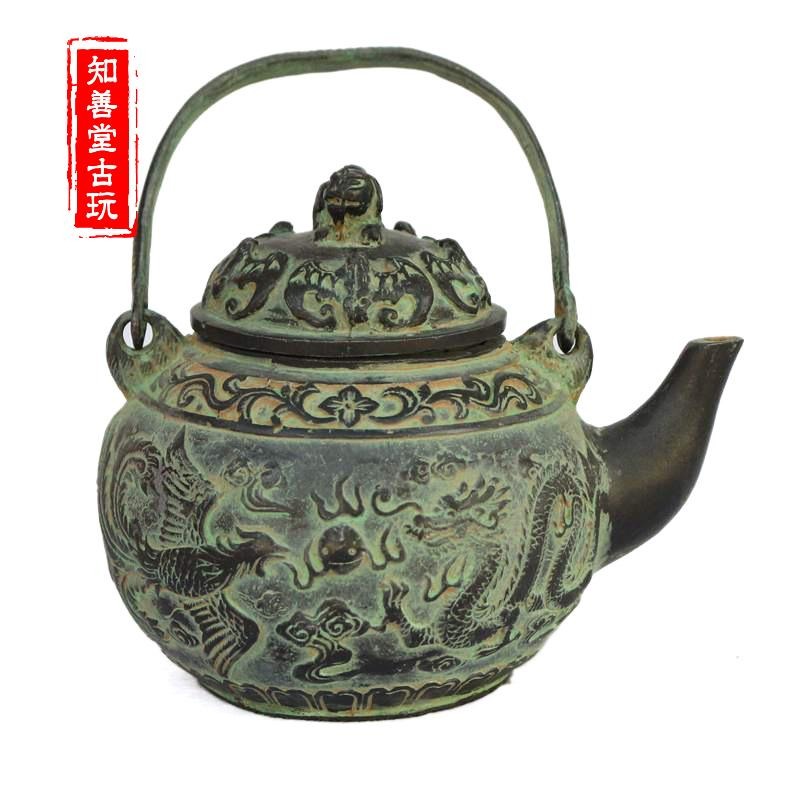 特色工藝裝飾禮品辦公家居用品精緻純銅水壺擺件仿古件大號茶壺-細節圖6