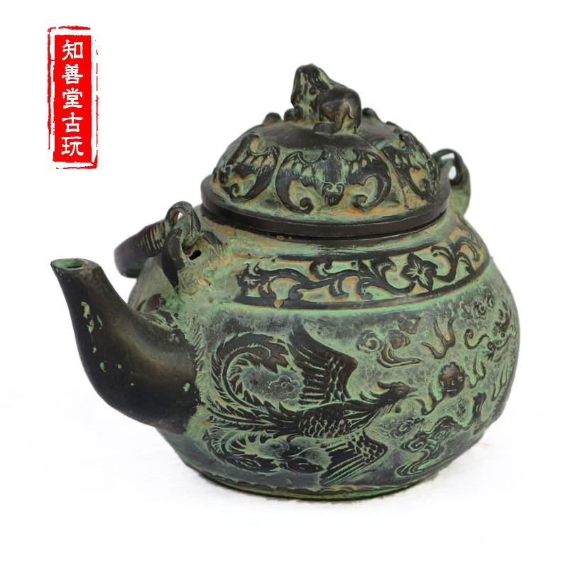 特色工藝裝飾禮品辦公家居用品精緻純銅水壺擺件仿古件大號茶壺-細節圖8