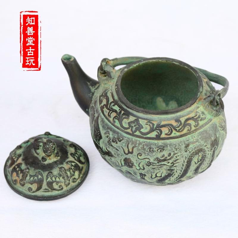 特色工藝裝飾禮品辦公家居用品精緻純銅水壺擺件仿古件大號茶壺-細節圖10
