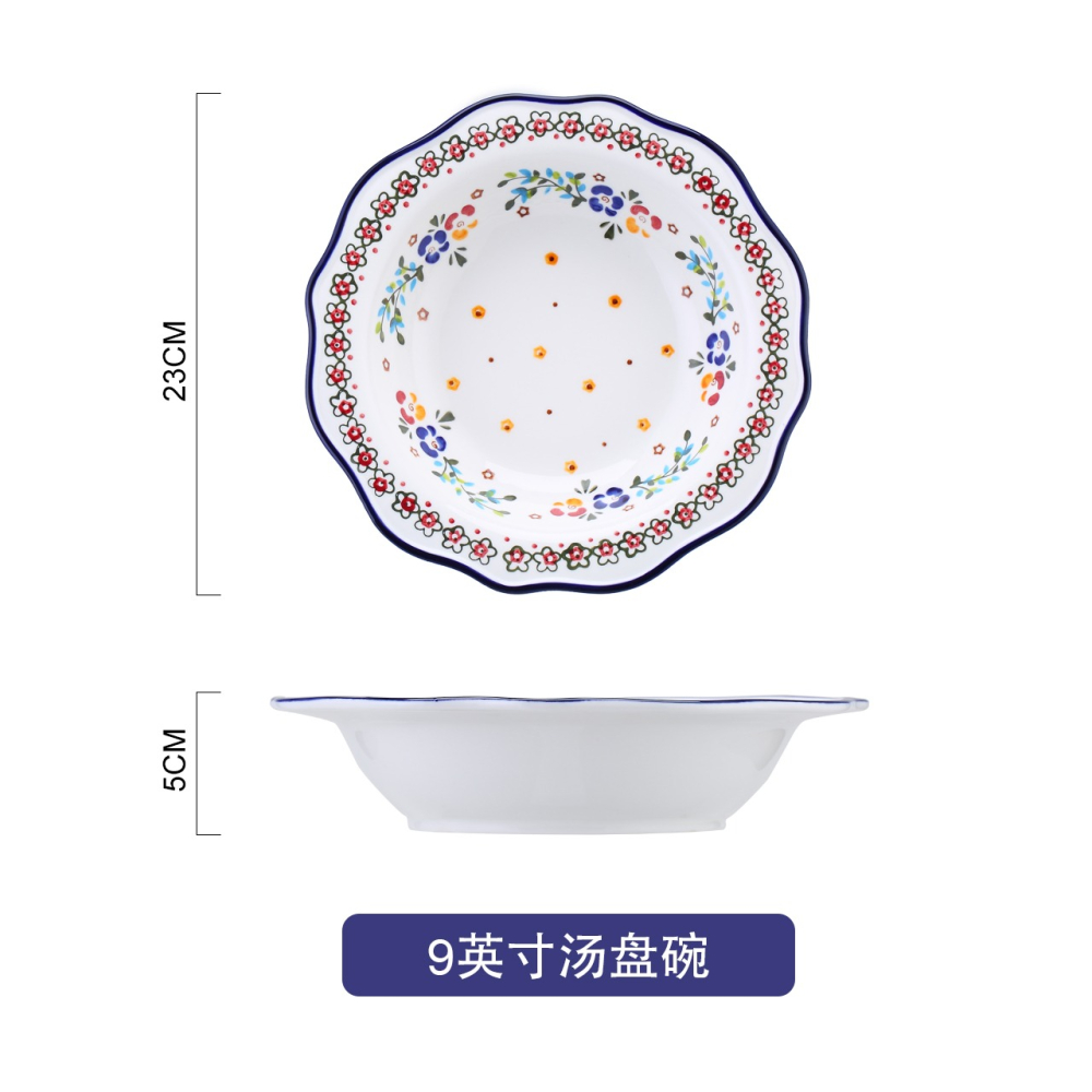 波蘭雙耳盤子家用創意個性烤箱微波爐瓷焗飯盤陶瓷餐具北歐湯盤-細節圖7