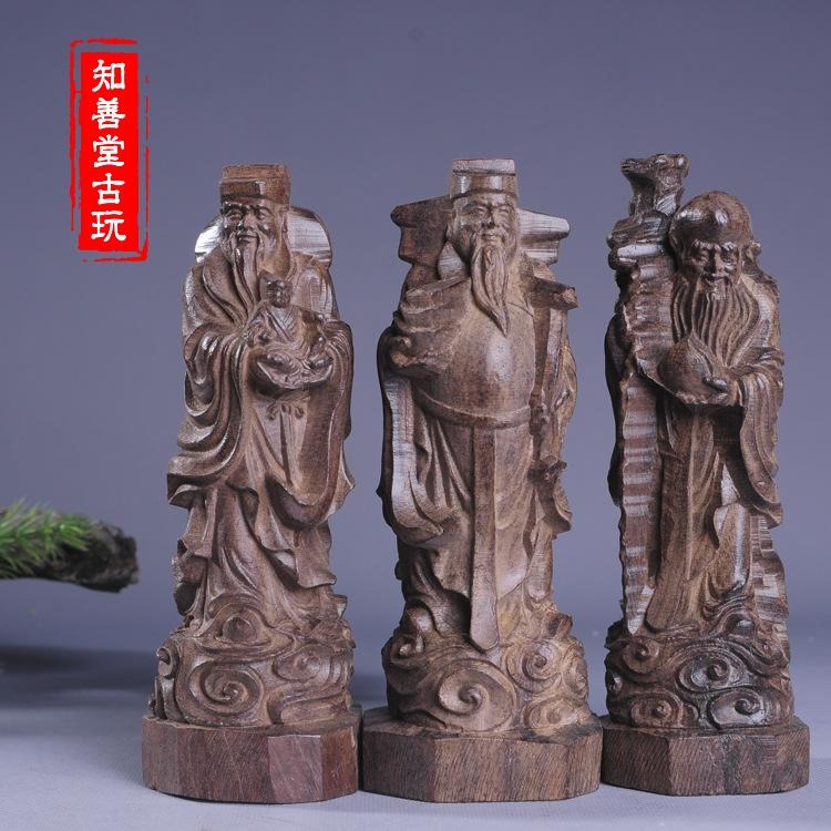 天然沉香木福祿壽三星擺件正宗印尼沉香木擺件會沉水的沉香木擺件-細節圖6