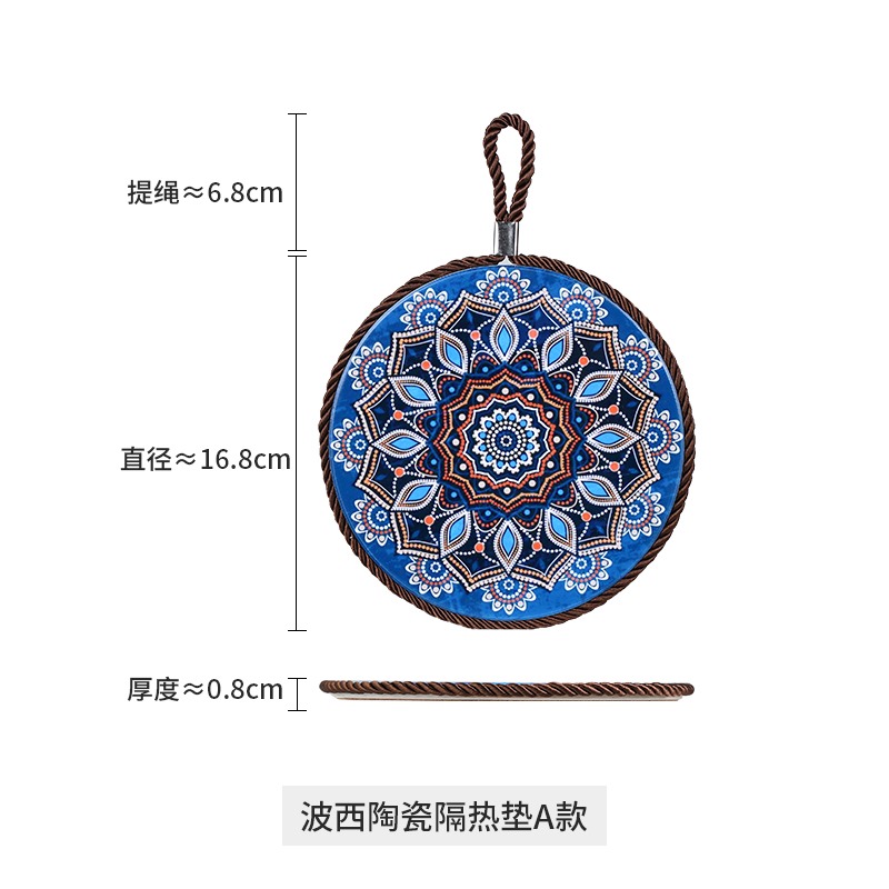 波西米亞陶瓷餐墊餐桌墊家用碗墊杯墊砂鍋墊盤墊防燙隔熱墊耐高溫-細節圖6