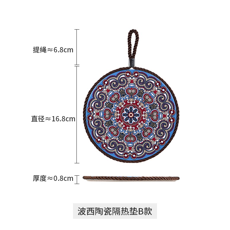 波西米亞陶瓷餐墊餐桌墊家用碗墊杯墊砂鍋墊盤墊防燙隔熱墊耐高溫-細節圖7