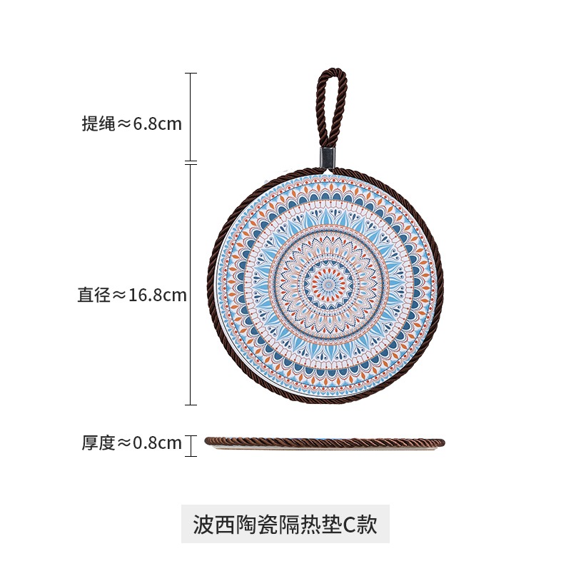 波西米亞陶瓷餐墊餐桌墊家用碗墊杯墊砂鍋墊盤墊防燙隔熱墊耐高溫-細節圖8
