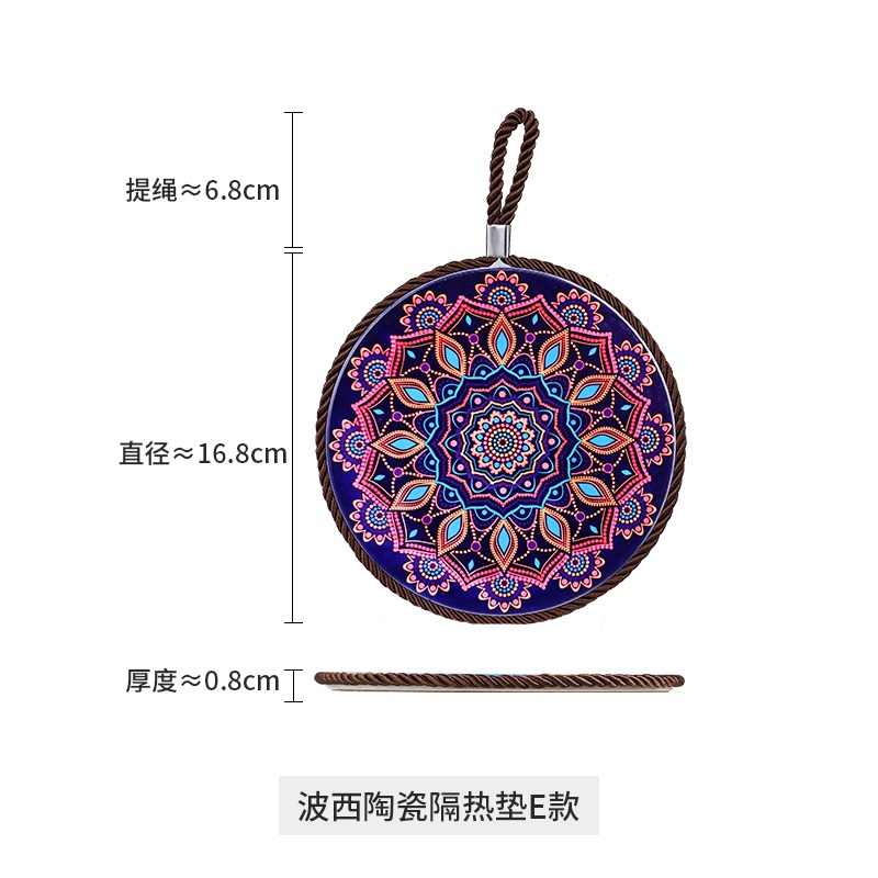 波西米亞陶瓷餐墊餐桌墊家用碗墊杯墊砂鍋墊盤墊防燙隔熱墊耐高溫-細節圖10