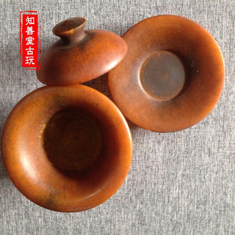 仿骨雕角雕精品金絲牛角茶杯手工精雕高檔古玩雜項牛角把件收藏-細節圖4