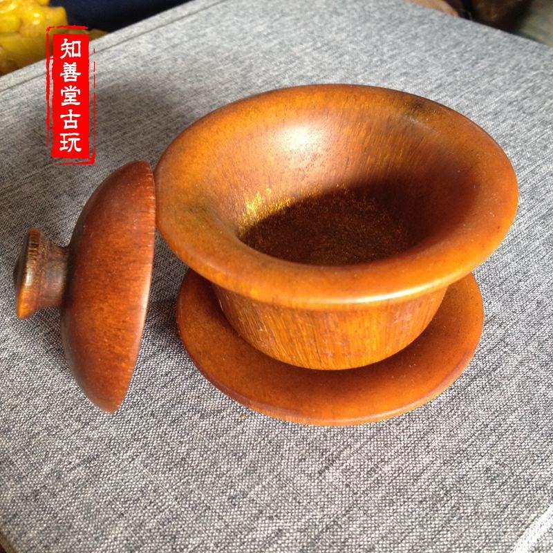仿骨雕角雕精品金絲牛角茶杯手工精雕高檔古玩雜項牛角把件收藏-細節圖7