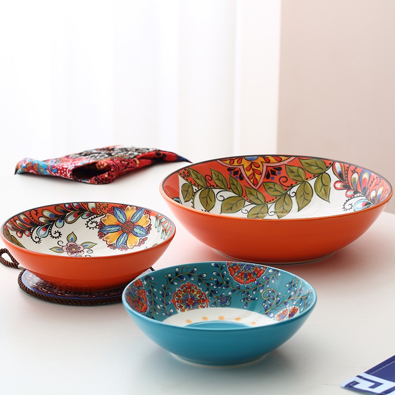 手繪酸菜魚大盆碗湯盆大號商用家用牛肉毛血旺大碗陶瓷湯碗水果盆-細節圖2