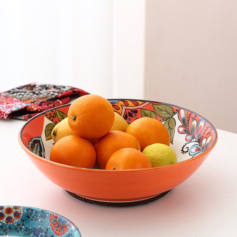 手繪酸菜魚大盆碗湯盆大號商用家用牛肉毛血旺大碗陶瓷湯碗水果盆-細節圖4