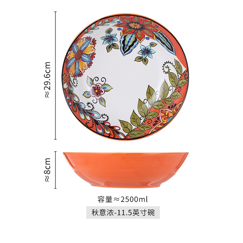 手繪酸菜魚大盆碗湯盆大號商用家用牛肉毛血旺大碗陶瓷湯碗水果盆-細節圖7