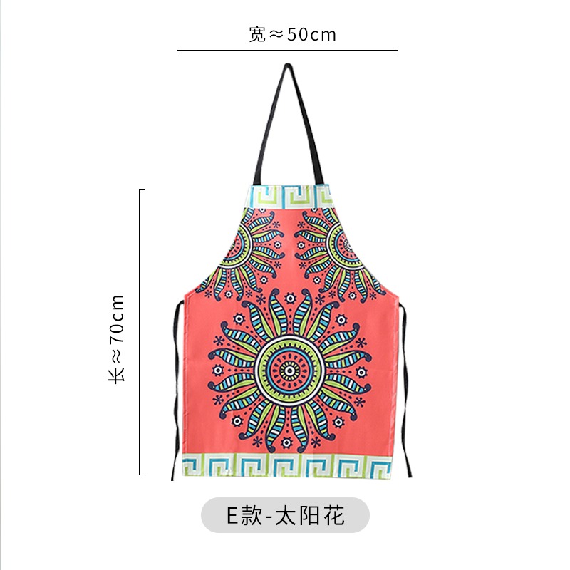 異國風情大花掛脖圍裙家用做飯防油污廚房工作服波西米亞民族風-細節圖9