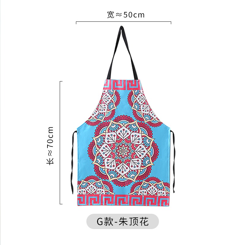 異國風情大花掛脖圍裙家用做飯防油污廚房工作服波西米亞民族風-細節圖10