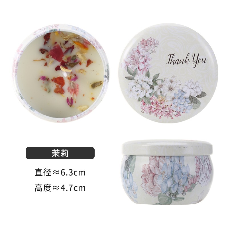 民族風香薰蠟燭家用臥室安神助眠無煙香氛馬口鐵乾花植物精油薰香-細節圖9