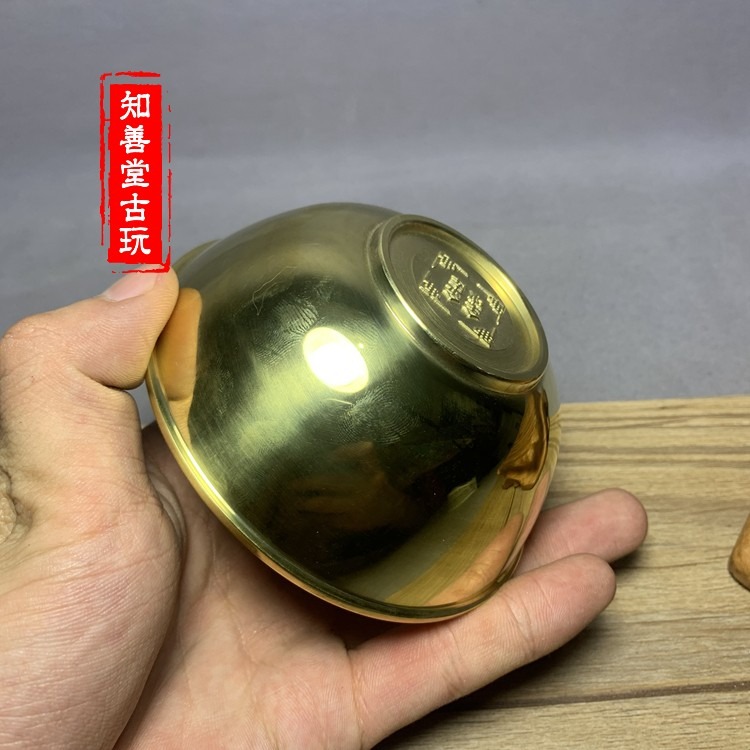 純銅供碗油碗供佛供齋銅碗金飯碗風水碗銅筷子銅碗家用飯碗聚寶盆-細節圖3