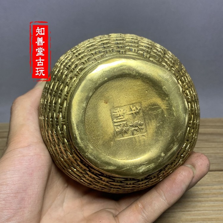仿古銅器純銅大號螃蟹罐風水擺件魚簍招財罐家居裝飾禮品古玩收藏-細節圖7