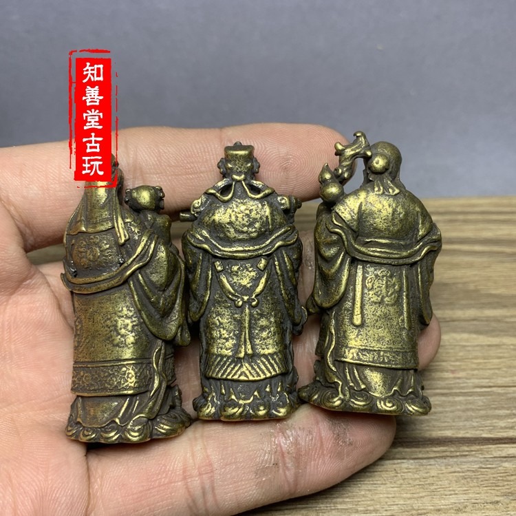 佛像神仙擺件道教三星福祿壽一套純銅擺件風水銅器佛像銅壽星擺件-細節圖5