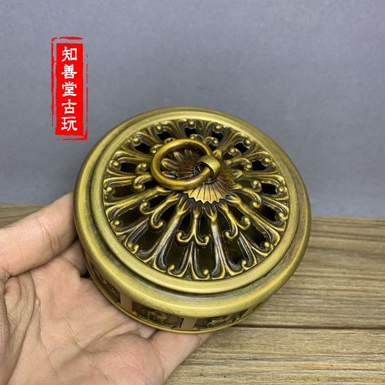 仿古生肖蓋爐 香爐純銅仿古 精品盤香爐塔香爐 香具香道用品黃銅-細節圖2