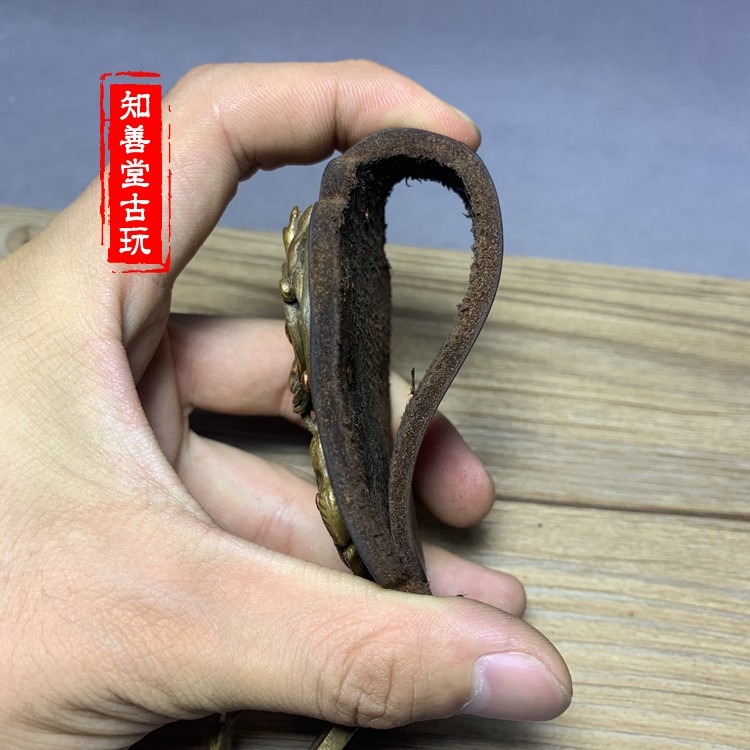 仿古龍頭皮帶扣仿古做舊真皮純銅掛鉤穿皮帶鑰匙扣漢服刀劍掛鉤-細節圖10