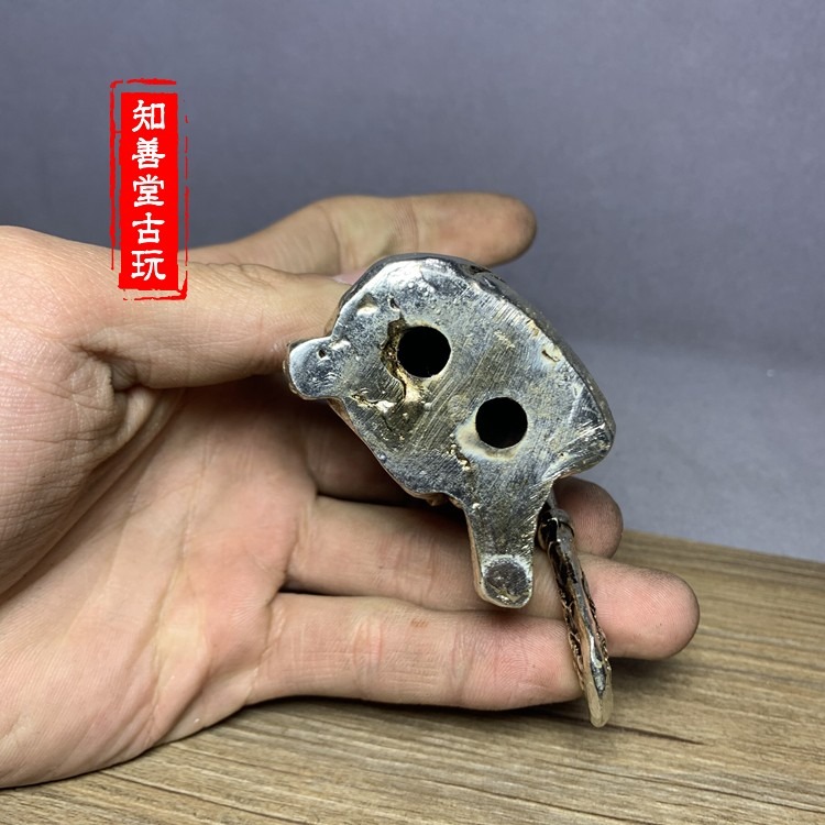 古玩雜項仿銀白銅佛像銅雕銅器仿古做舊白銅擺件白銅關公像-細節圖4