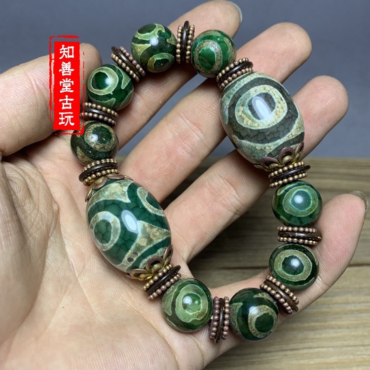西藏三眼招財天珠手串保真天然瑪瑙原石DIY男女情侶款包郵-細節圖5