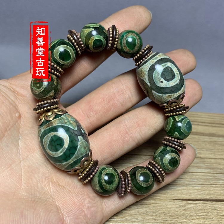 西藏三眼招財天珠手串保真天然瑪瑙原石DIY男女情侶款包郵-細節圖7