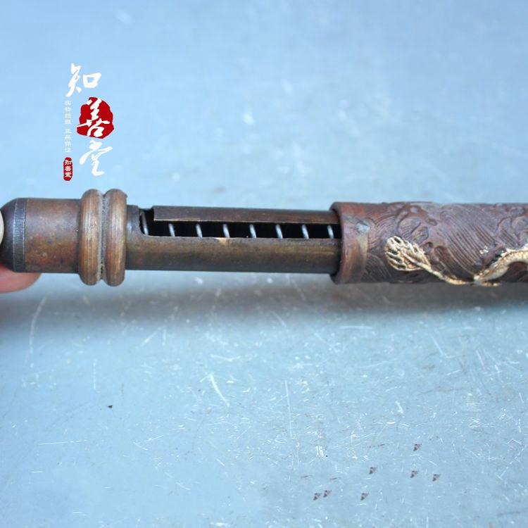 古玩雜項收藏 仿古兵器袖箭 歷代武器刺客信條 紫銅鎏銀盤龍袖箭-細節圖9