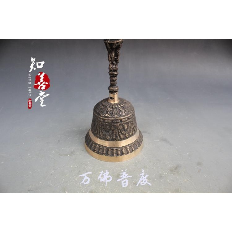 古玩雜項收藏 藏傳佛教密宗用品 尼泊爾手工打造五股金剛鈴杵-細節圖5