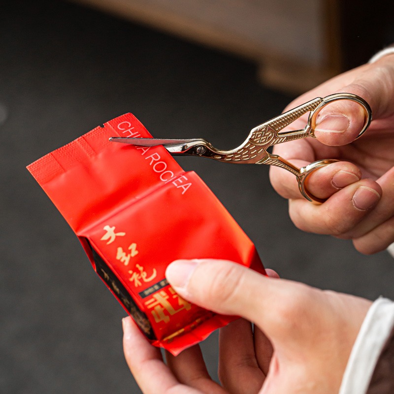 不銹鋼家用小剪刀中式復古茶道配件茶葉袋包裝線頭剪子手工剪紙刀-細節圖3