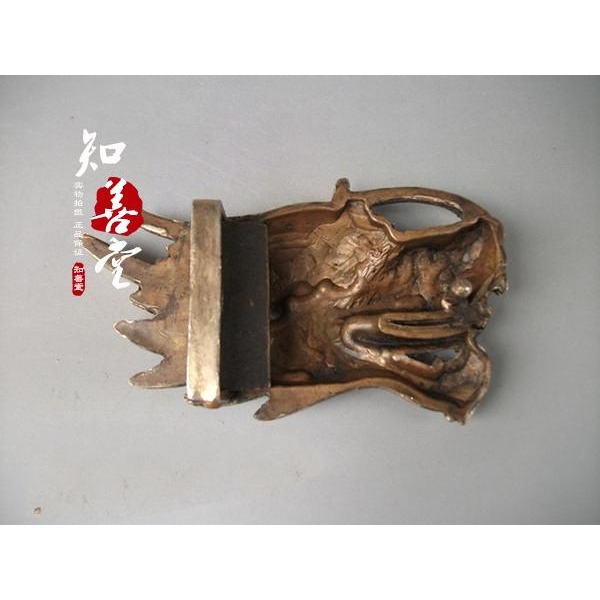 古玩雜項收藏 仿古純銅皮帶扣 純銅雕刻龍頭皮帶扣 陽剛大氣 男款-細節圖3