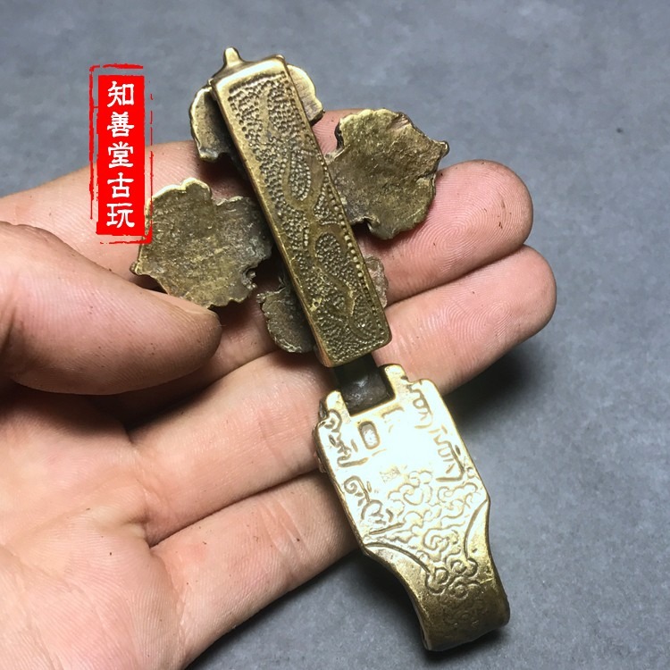 古玩雜項收藏 仿古純銅皮帶扣 黃銅雕刻 法器皮帶扣掛 陽剛大氣-細節圖2
