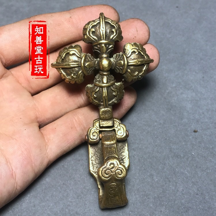 古玩雜項收藏 仿古純銅皮帶扣 黃銅雕刻 法器皮帶扣掛 陽剛大氣-細節圖4