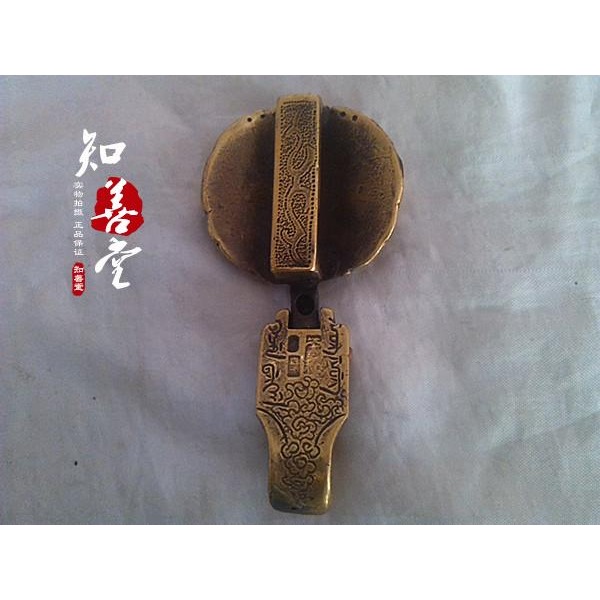 古玩雜項收藏 仿古純銅皮帶扣 黃銅雕刻 虎頭皮帶扣掛 陽剛大氣-細節圖4