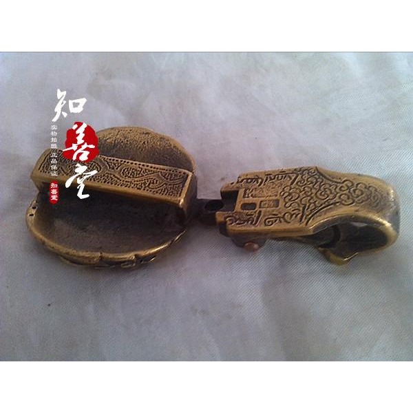 古玩雜項收藏 仿古純銅皮帶扣 黃銅雕刻 虎頭皮帶扣掛 陽剛大氣-細節圖10