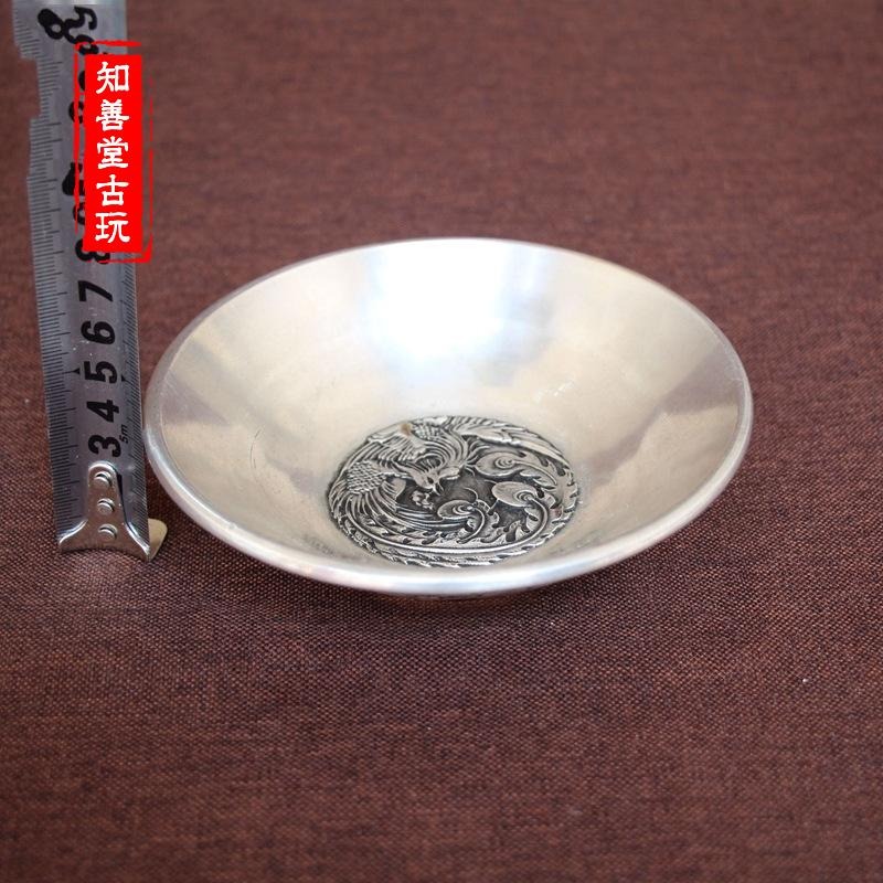 古玩雜項收藏 純銅擺件碗 白銅擺件三龍戲珠碗銅碗 純銅碗 白銅碗-細節圖4