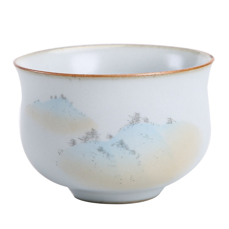 仿古汝窯小茶杯單只主人杯高端景德鎮陶瓷日式功夫品茗杯單杯開片-細節圖2