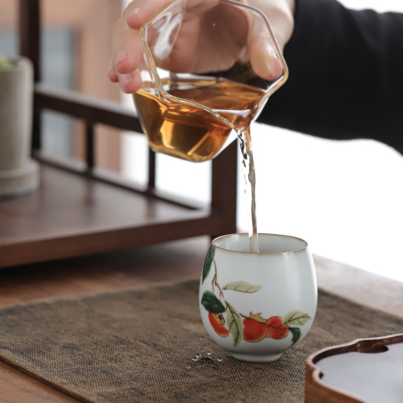 仿古汝窯小茶杯單只主人杯高端景德鎮陶瓷日式功夫品茗杯單杯開片-細節圖3