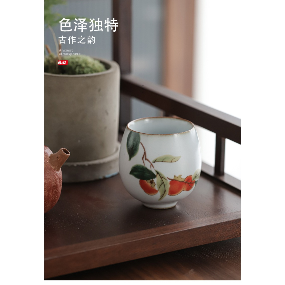 仿古汝窯小茶杯單只主人杯高端景德鎮陶瓷日式功夫品茗杯單杯開片-細節圖8