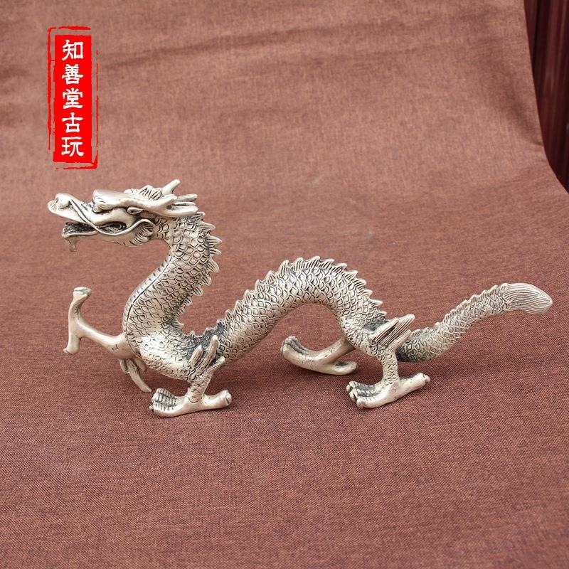 古玩雜項收藏 仿古純銅白銅擺件 銅器神龍擺件-細節圖3