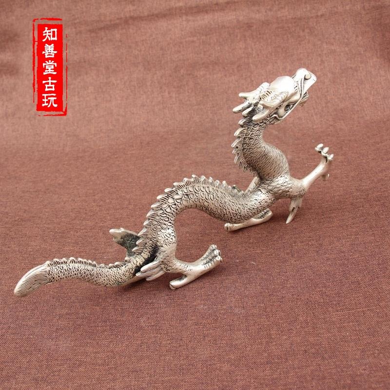 古玩雜項收藏 仿古純銅白銅擺件 銅器神龍擺件-細節圖5