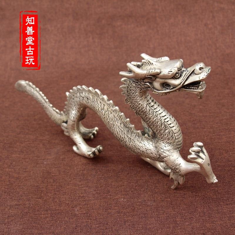 古玩雜項收藏 仿古純銅白銅擺件 銅器神龍擺件-細節圖8