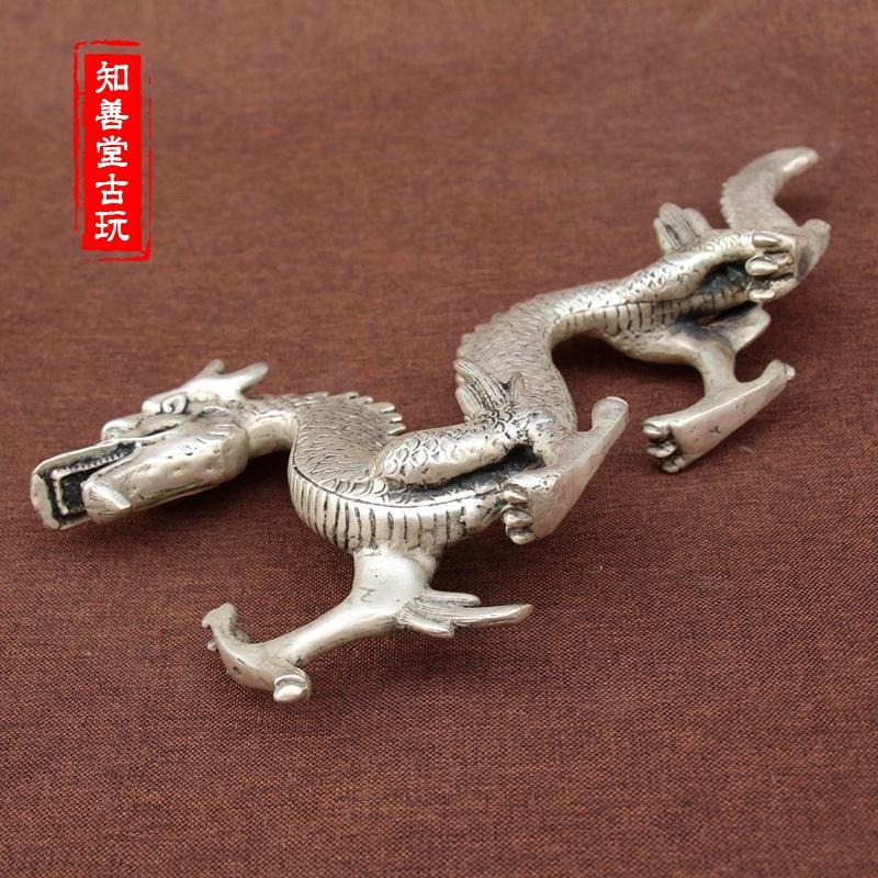 古玩雜項收藏 仿古純銅白銅擺件 銅器神龍擺件-細節圖9