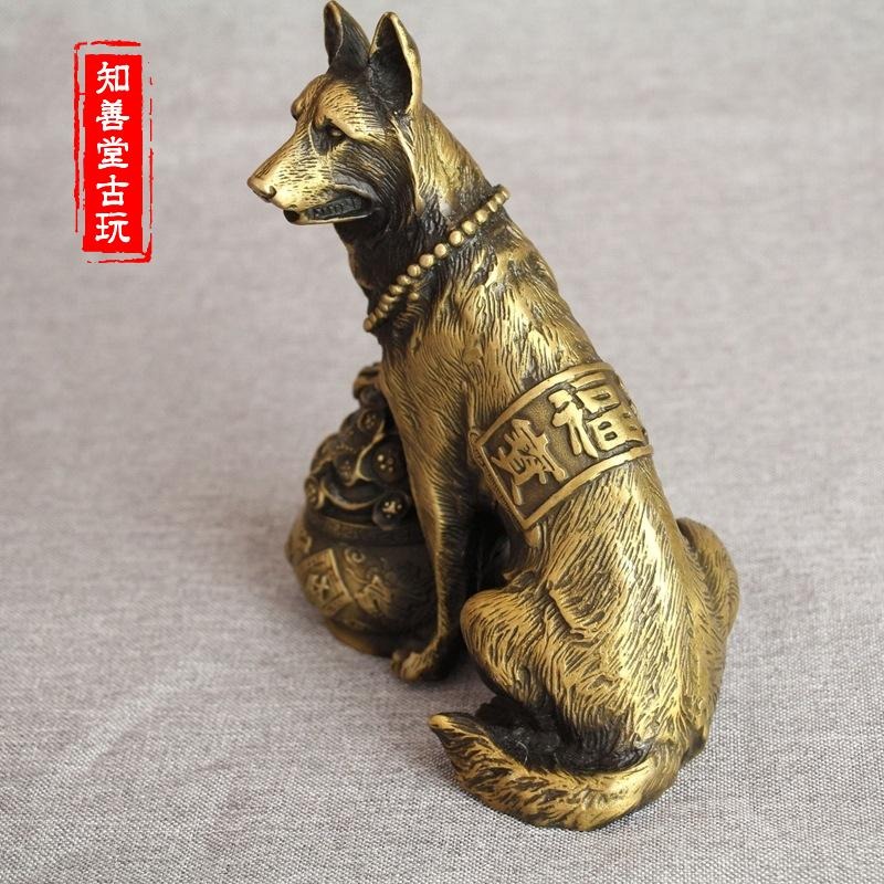 古玩雜項收藏 古玩銅器收藏仿古工藝旺財福寶狗風水家居擺件送禮-細節圖2