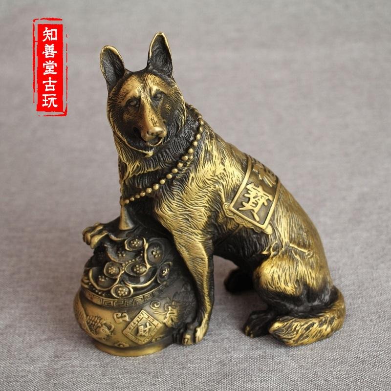 古玩雜項收藏 古玩銅器收藏仿古工藝旺財福寶狗風水家居擺件送禮-細節圖5