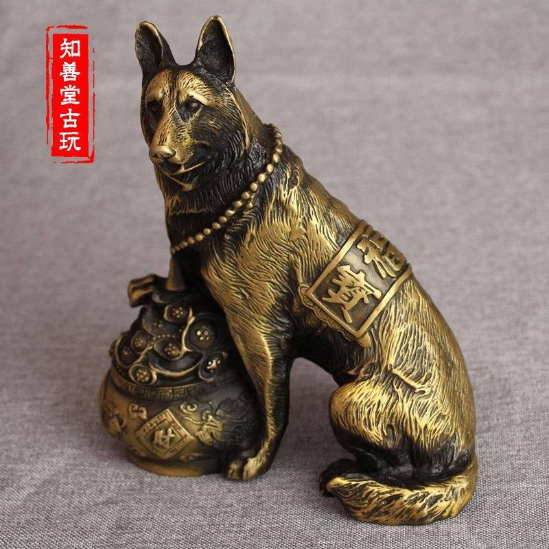 古玩雜項收藏 古玩銅器收藏仿古工藝旺財福寶狗風水家居擺件送禮-細節圖6
