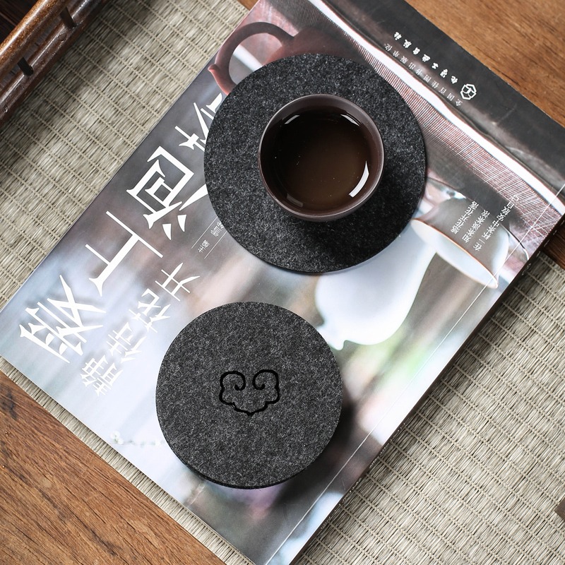 萬寒毛氈杯墊茶墊創意吸水防滑墊茶杯墊隔熱墊茶桌墊功夫茶道配件-細節圖5