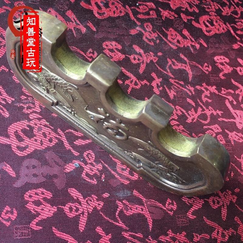 古玩收藏 文房四寶 筆具 筆擱 雙魚送福銅筆架 精美實用商務禮品-細節圖9