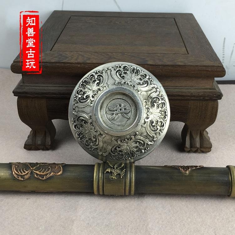 古玩雜項收藏 仿古白銅鍍銀碟子 龍鳳搶寶銀元盤子袁大頭 擺件-細節圖7