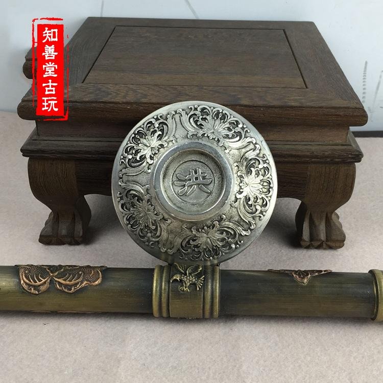 古玩雜項收藏 仿古白銅鍍銀碟子 龍鳳搶寶銀元盤子袁大頭 擺件-細節圖10
