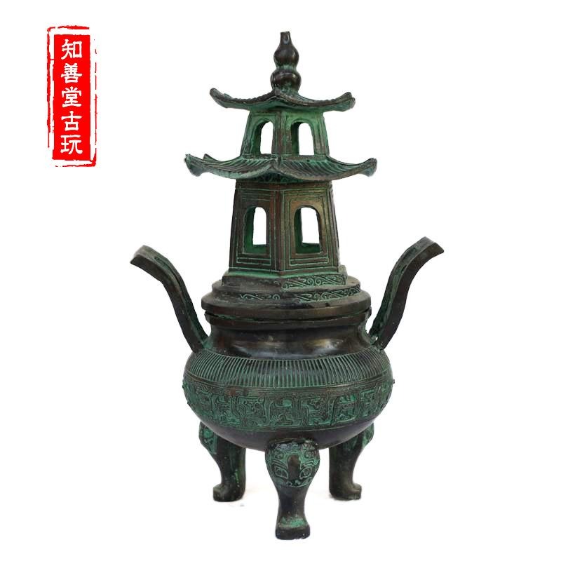 仿古做舊香爐 風水青銅香爐 辦公家居香爐 佛教薰香爐銅器擺件-細節圖5