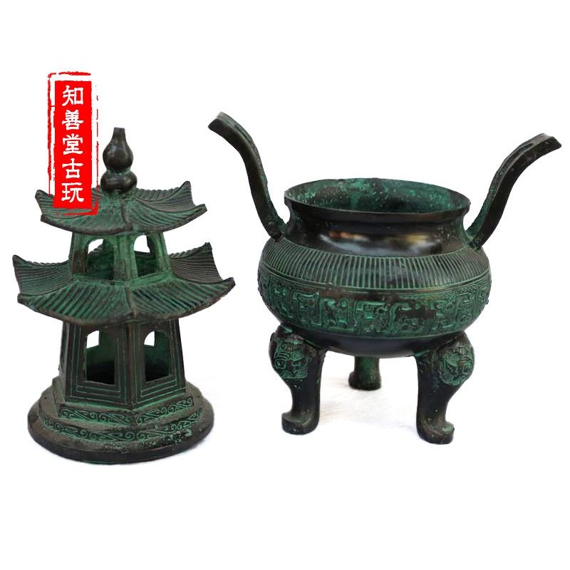 仿古做舊香爐 風水青銅香爐 辦公家居香爐 佛教薰香爐銅器擺件-細節圖7
